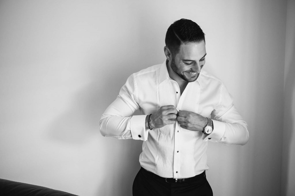 Groom getting ready