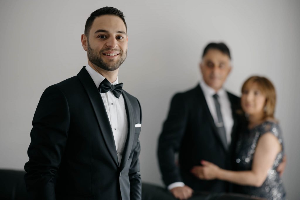 Groom with parents