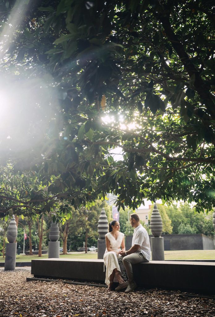 couple photographed in the Carlton Gardens