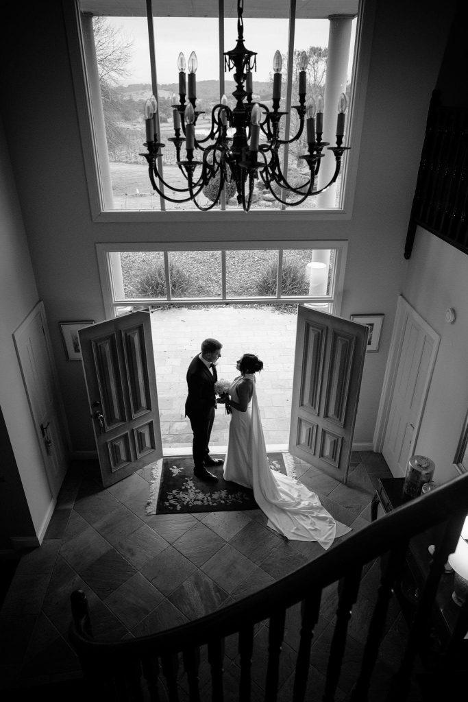 Photo of Wedding couple in doorway at Tokar Estate in the Yarra valley
