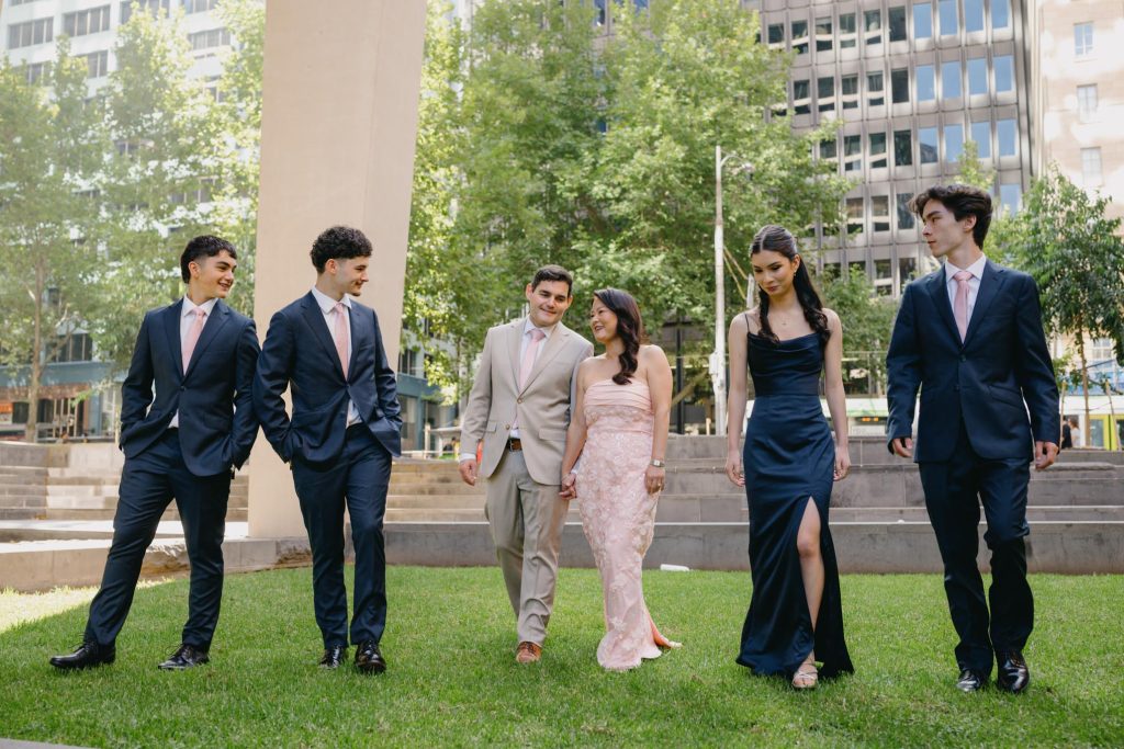 Wedding party portraits before Taxi Kitchen wedding reception Melbourne