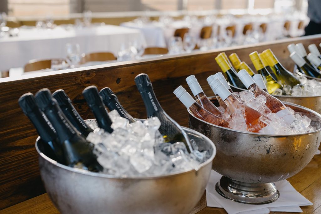 Champagne and drinks setup during Taxi Kitchen wedding reception”