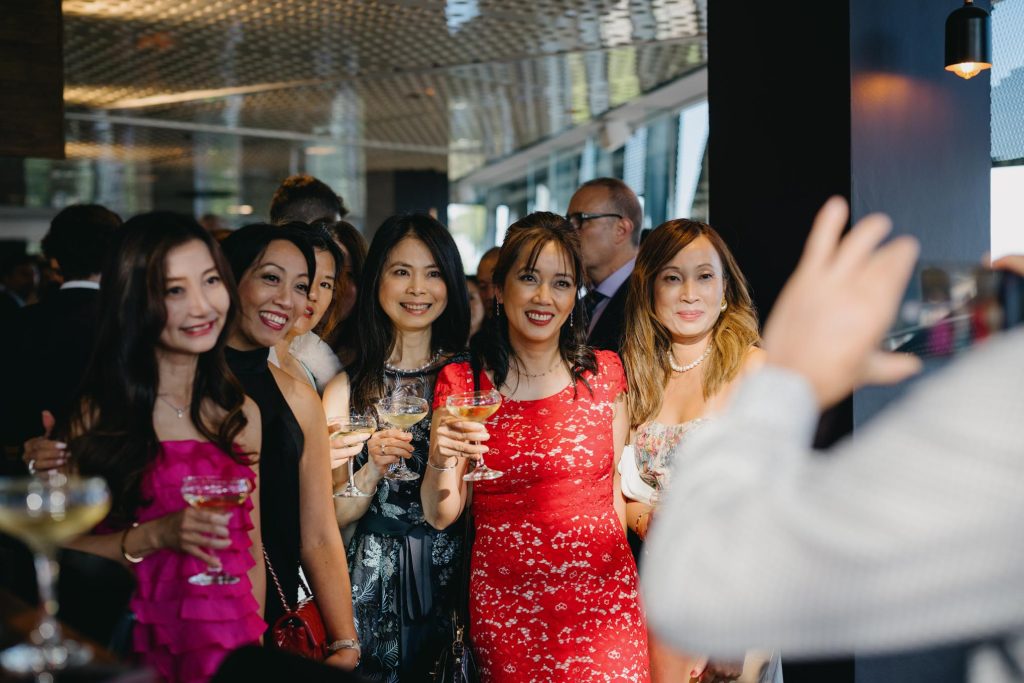 Guests celebrating during Taxi Kitchen wedding reception