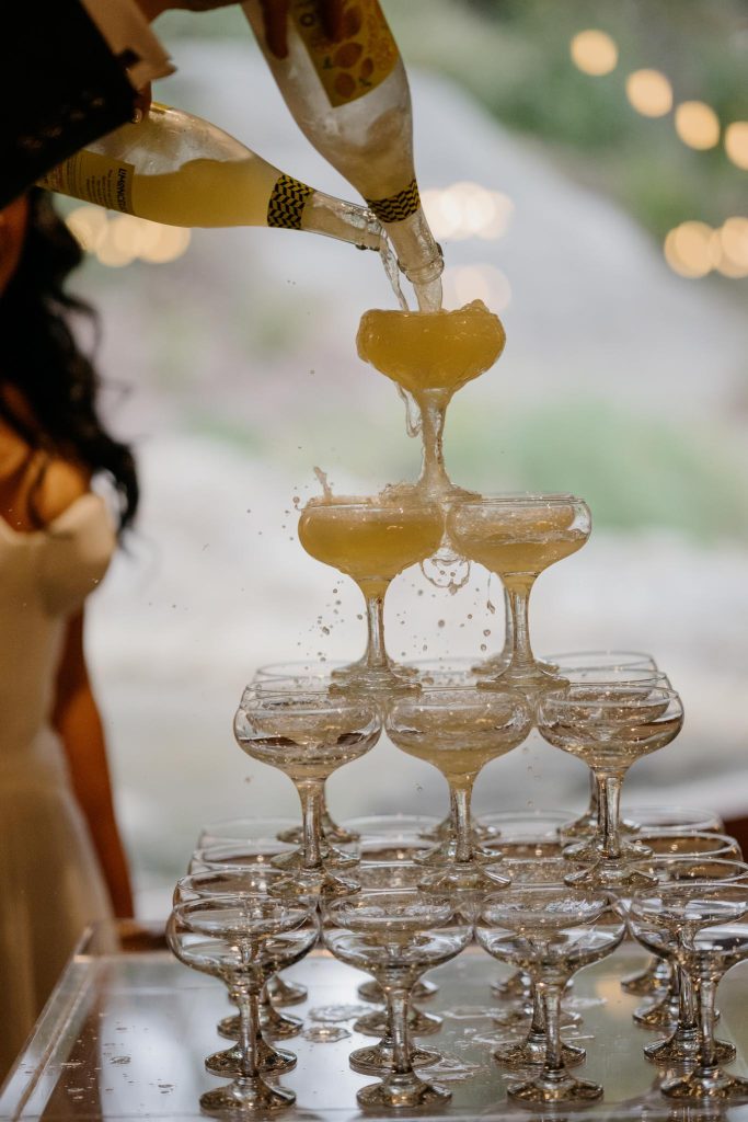 Champagne tower at Potters Receptions Wedding